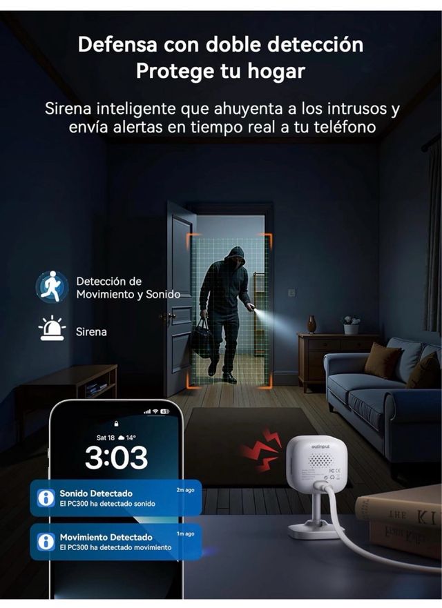 Cámara Vigilancia WiFi Outinput 2K 3MP Interior