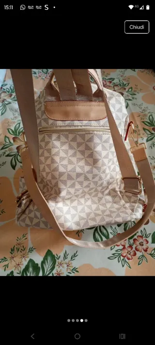 Zaino fantasia geometrica beige