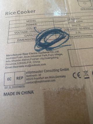 Olla Arrocera Bear 4 Tazas con Vaporera