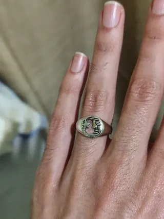 Conjunto Anillo y Colgante forma de Luna Plata 925