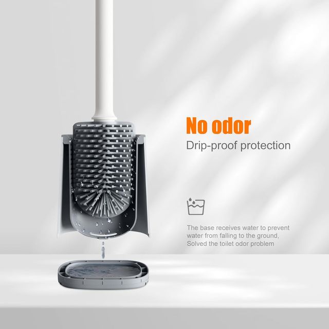 Escobilla Baño Silicona Gris y Soporte
