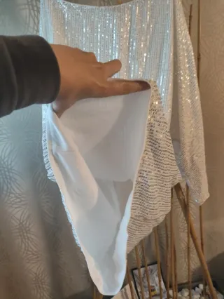 Vestido fiesta lentejuelas plata l