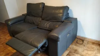 Sofá 3 plazas piel gris