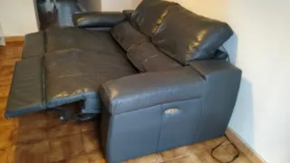 Sofá 3 plazas piel gris