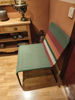 Silla de jardín trenzada resina y acero