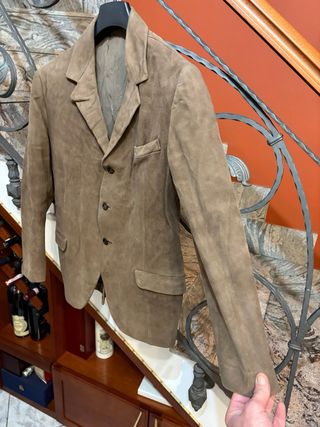 Giacca blazer uomo pelle scamosciata vintage