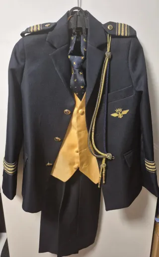 Traje comunión almirante azul y dorado