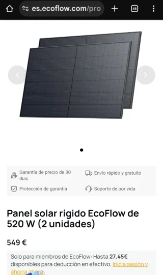 Paneles Solares Ecoflow 520W Doble cara A Estrenar
