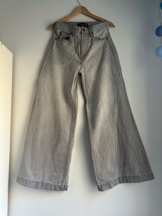 Vaqueros Wide Leg Stradivarius Gris Tiro Alto 38