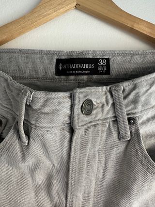 Vaqueros Wide Leg Stradivarius Gris Tiro Alto 38