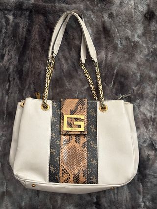 Bolso Guess Blanco y Dorado