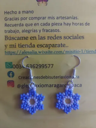 Pendientes flor tejido 1,5-2 cm Elegir color