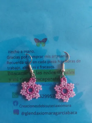 Pendientes flor tejido 1,5-2 cm Elegir color