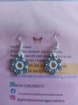 Pendientes flor tejido 1,5-2 cm Elegir color