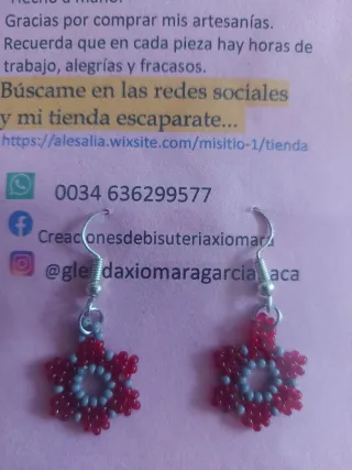 Pendientes flor tejido 1,5-2 cm Elegir color