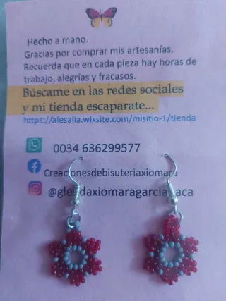 Pendientes flor tejido 1,5-2 cm Elegir color