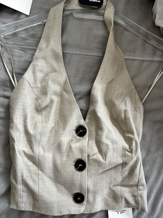 Top Halter Lino Beige Zara