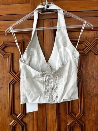 Top Halter Lino Beige Zara