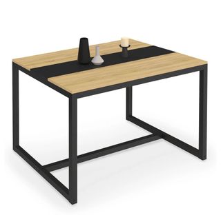 Mesa comedor industrial madera y metal negro 120cm