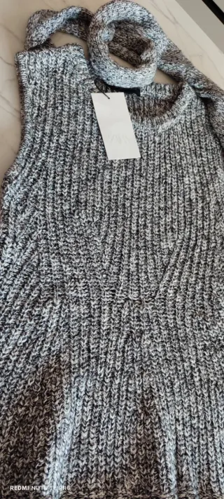 Top Zara punto con bufanda Talla M