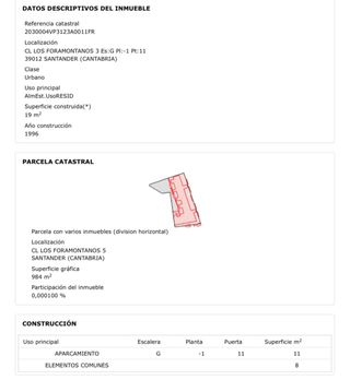 Plaza de garaje en Santander. 11m2. S-20. A-67.