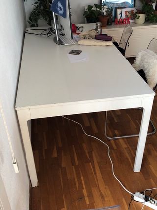 Mesa comedor blanca rectangular madera