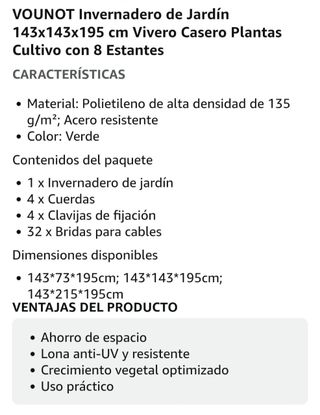 Invernadero de Jardín 143x143x195 cm (PRECINTADO)