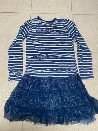 Vestido Desigual rayas y mariposa lentejuelas