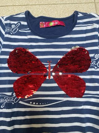 Vestido Desigual rayas y mariposa lentejuelas