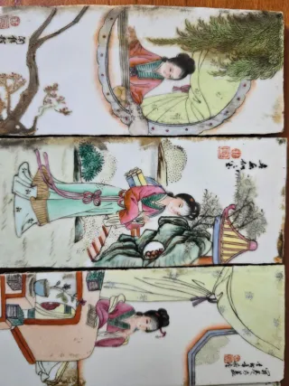 4 azulejos antiguos chinos 4 bellezas