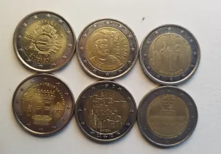 Lote 6 Monedas 2€ España y Europa.