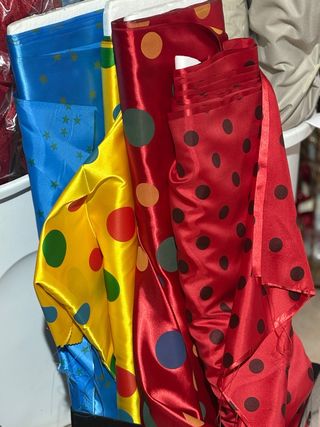 Stoffe raso carnevale pois e stelle
