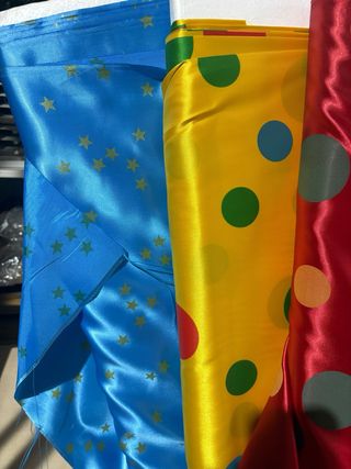 Stoffe raso carnevale pois e stelle