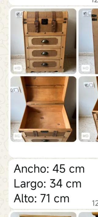 Mesa auxiliar de madera y mimbre