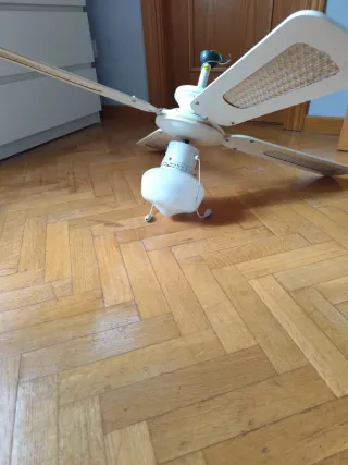 Lámpara Ventilador de Techo Beige y Blanco