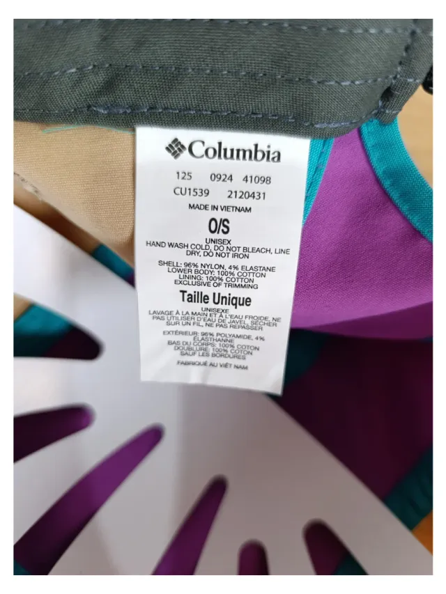 Gorra 5 paneles morada, beige y turquesa