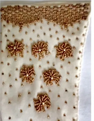 Guanti pura lana panna arrichiti perline bronzo