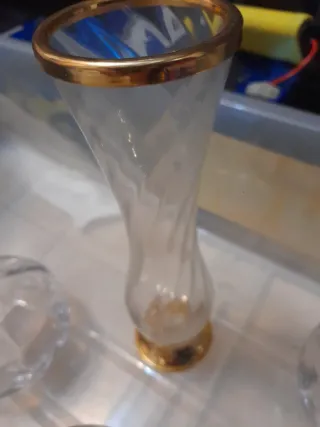 Juego de tocador de cristal dorado