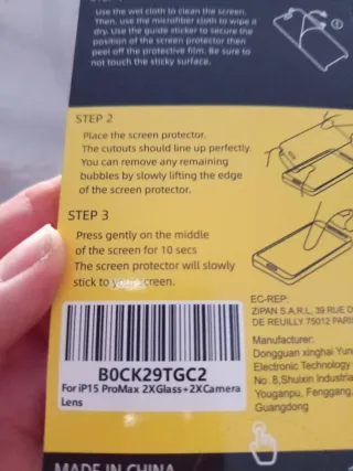 2 Protectores Pantalla + 2 Cámara iPhone 15 ProMax