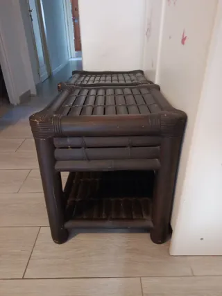 2 Mesitas de noche de bambú