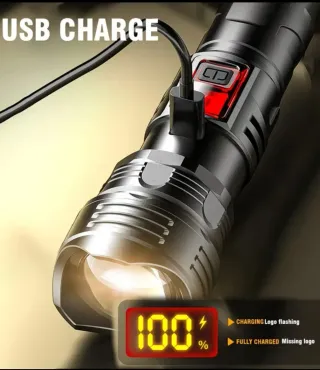 Linterna LED potente con pantalla digital