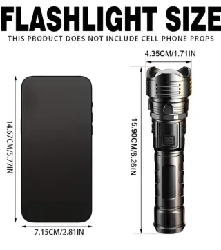 Linterna LED potente con pantalla digital