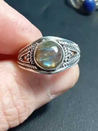 Anillo Plata Ley Piedra Labradorita
