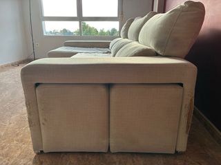 Sofá 4 plazas beige tela