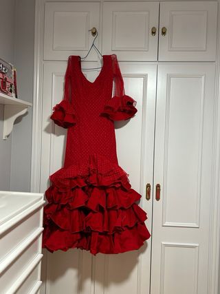 Traje de flamenca rojo diseño personalizado