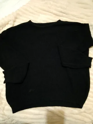 Maglione uomo nero coste girocollo M/L
