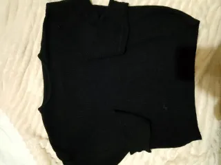 Maglione uomo nero coste girocollo M/L