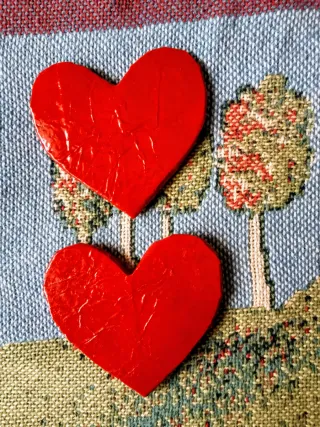 Posavasos Corazones Rojos Hechos a Mano
