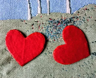 Posavasos Corazones Rojos Hechos a Mano