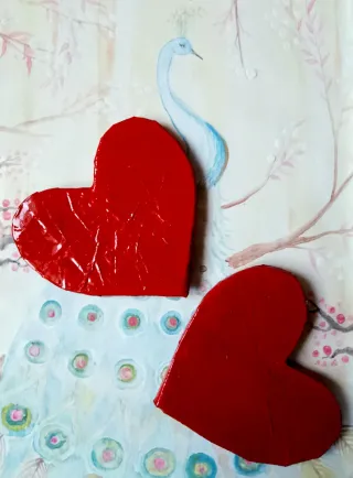 Posavasos Corazones Rojos Hechos a Mano